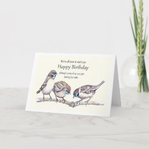 Funny Birthday from Group Sparrow Bird Card
