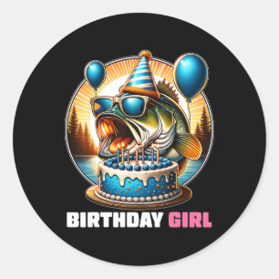 Funny Birthday Girl Fishing Birthday Shirt Bday Pa Classic Round Sticker