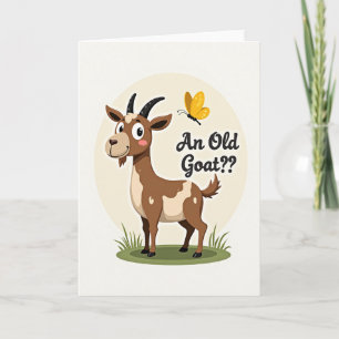Funny Birthday Goat Illustration Card