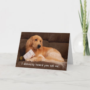Funny Birthday Golden Retriever with Ice Cream Box Card