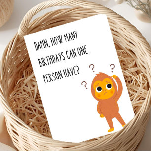 Funny Birthday Greeting Card Monkey Unique Humour