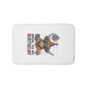 Funny Birthday Highland Cow Party Design_1 Bath Mat