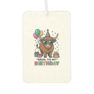 Funny Birthday Highland Cow Party Design_1 Car Air Freshener