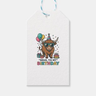 Funny Birthday Highland Cow Party Design_1 Gift Tags
