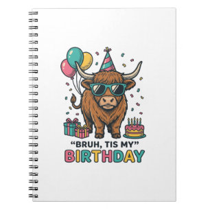 Funny Birthday Highland Cow Party Design_1 Notebook