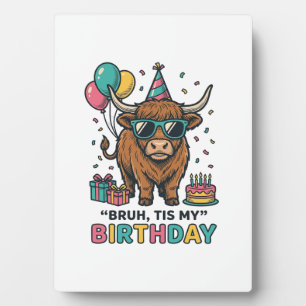 Funny Birthday Highland Cow Party Design_1 Plaque
