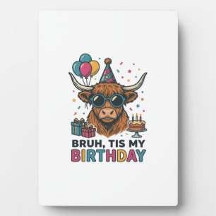 Funny Birthday Highland Cow Party Design_1 Plaque