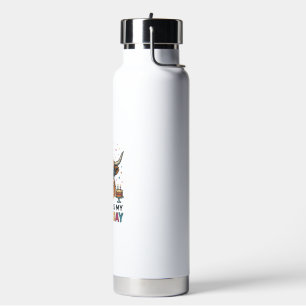 Funny Birthday Highland Cow Party Design_1 Water Bottle