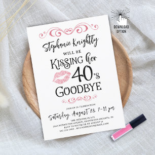 Funny Birthday Kissing Her Decade Goodbye Invitation