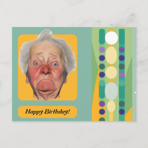 Funny Birthday Lady Retro Postcard