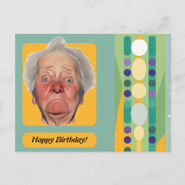 Funny Birthday Lady Retro Postcard (Front)
