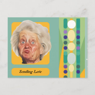 Funny Birthday Lady Retro Sending Love Postcard