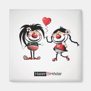 Funny Birthday Magnet Boy Girl Clown Mask Heart