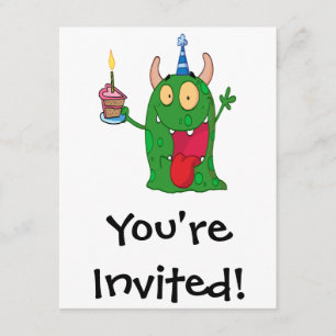 funny birthday monster cartoon character invitation