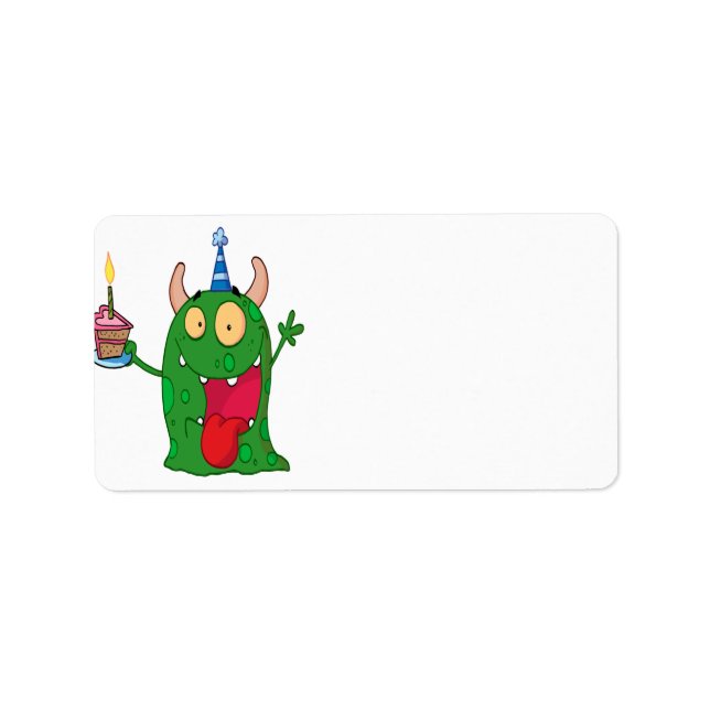 funny birthday monster cartoon character label (Front)