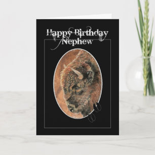 Funny Birthday Nephew Bison, Buffalo Animals Card