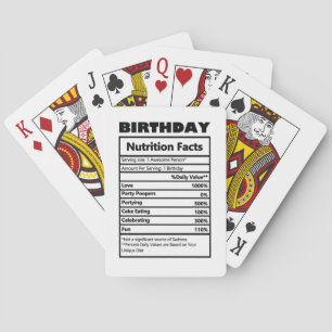 Funny Birthday Nutrition Facts Postcard Playing Cards