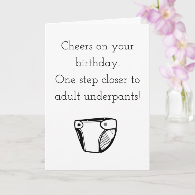 funny birthday old adult underpants humor card (Orchid)