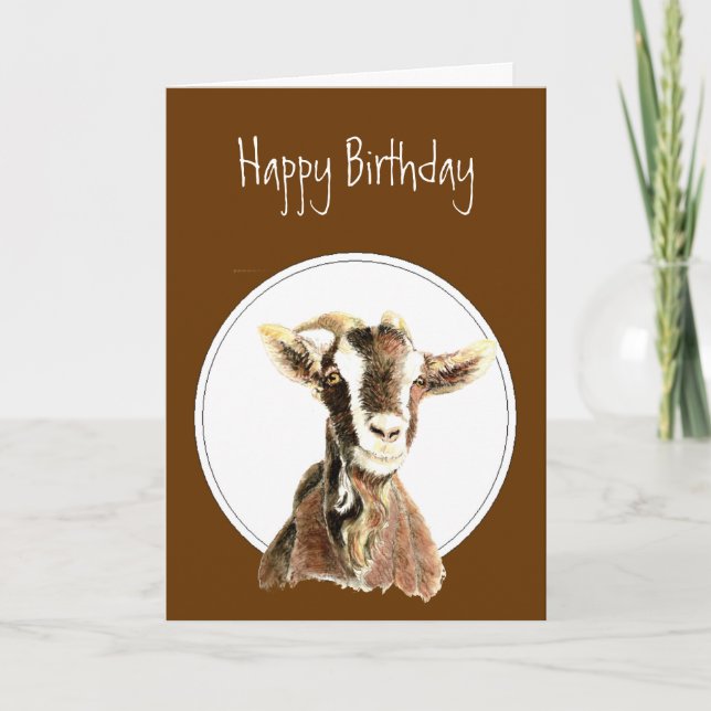 Funny Birthday, Over the Hill, Old Goat Humour Card (Front)