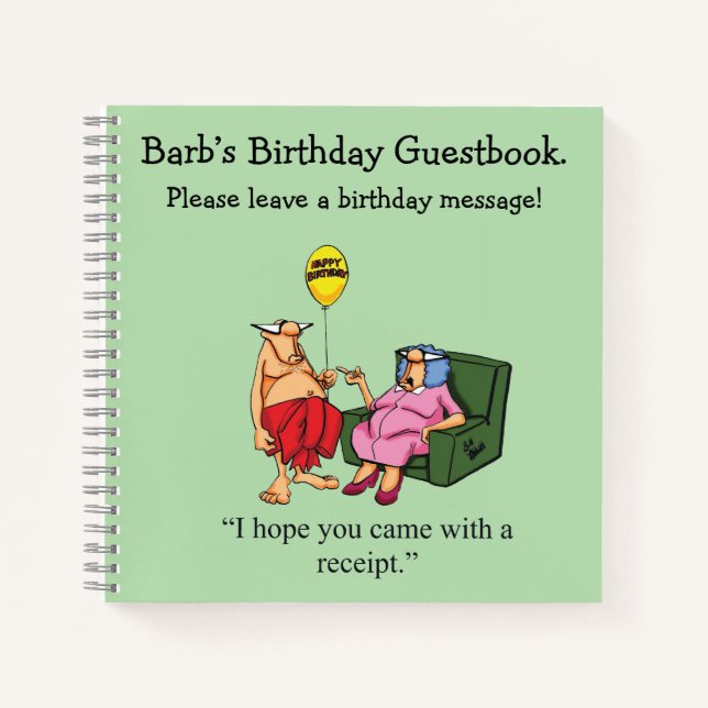 Funny Birthday Party Guestbook For Her Notebook (Front)
