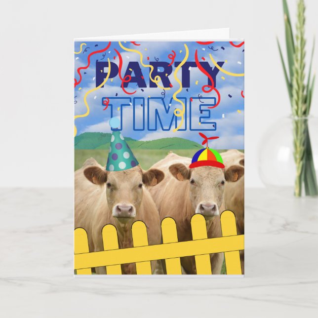 Funny Birthday Party till the Cows Come Home Card (Front)