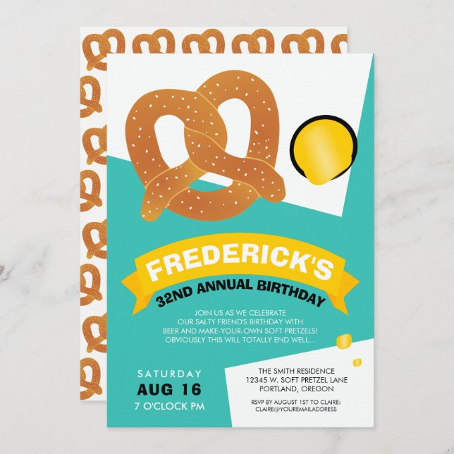 Funny Birthday Pretzel Party Invitation (Front/Back)