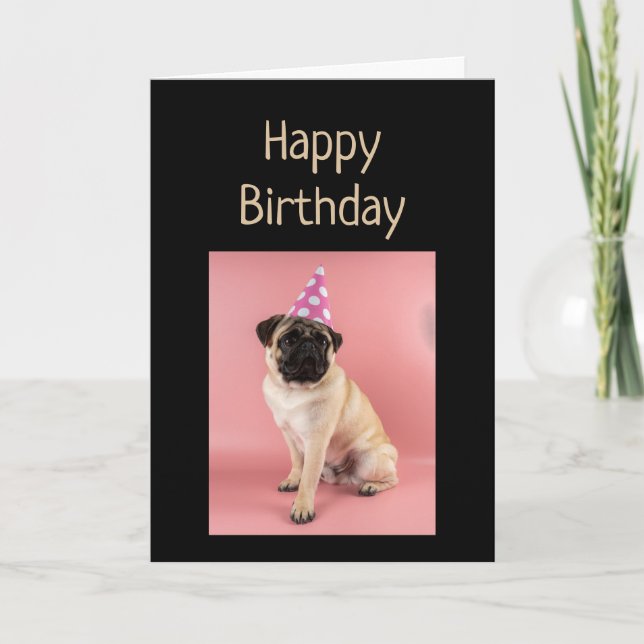 Funny Birthday Pug Dog Old Age Humor  Card (Front)
