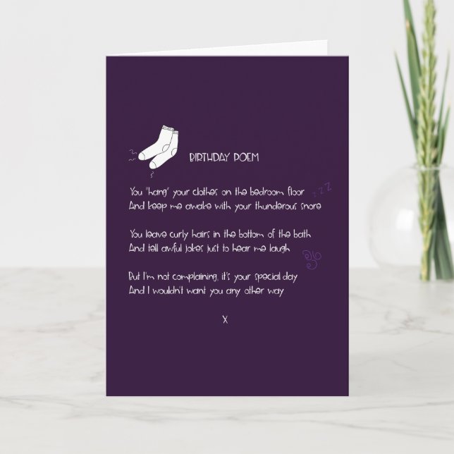 Funny Birthday Relationship Poem For Him or Her Holiday Card (Front)