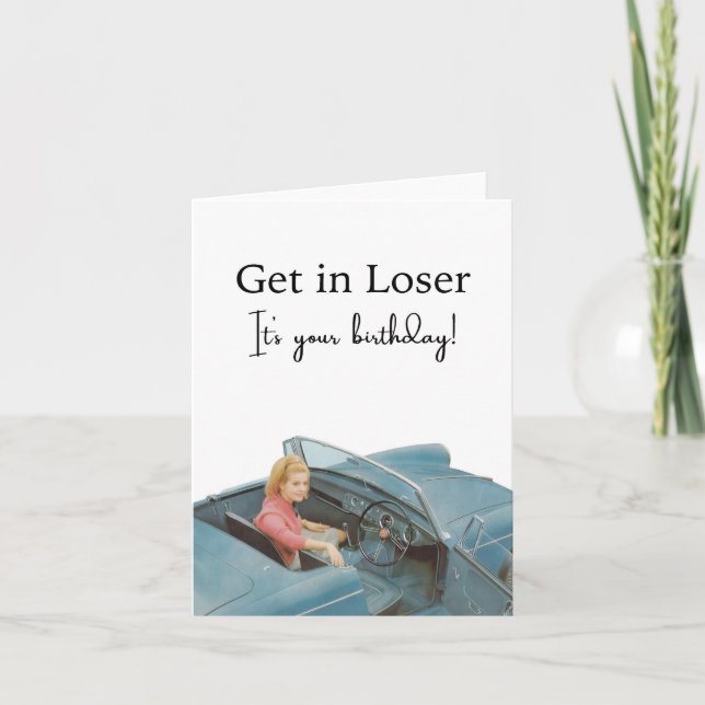 Funny Birthday Retro Greeting Card (Front)