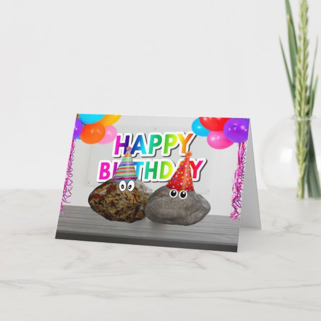 Funny Birthday Rocks Celebration Birthday Card (Front)