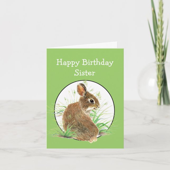 Funny Birthday Sister All Ears Cute Bunny Rabbit Card (Front)
