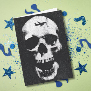 Funny Birthday Skeleton Aeroplane Retro Cool Custo Card