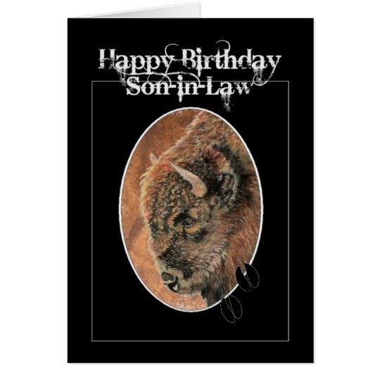 Funny Birthday Son-in-Law, Bison, Buffalo Animals Card