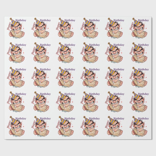 Funny Birthday Sticker Wrapping Paper (Flat)