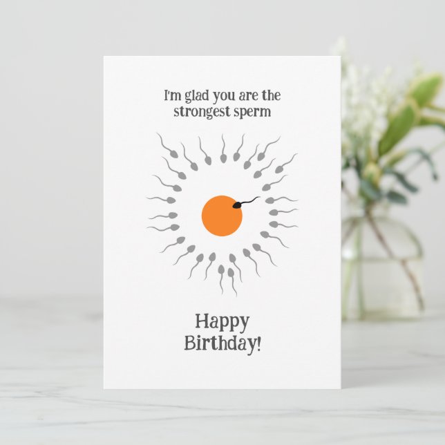 Funny Birthday Strongest Sperm Card (Standing Front)