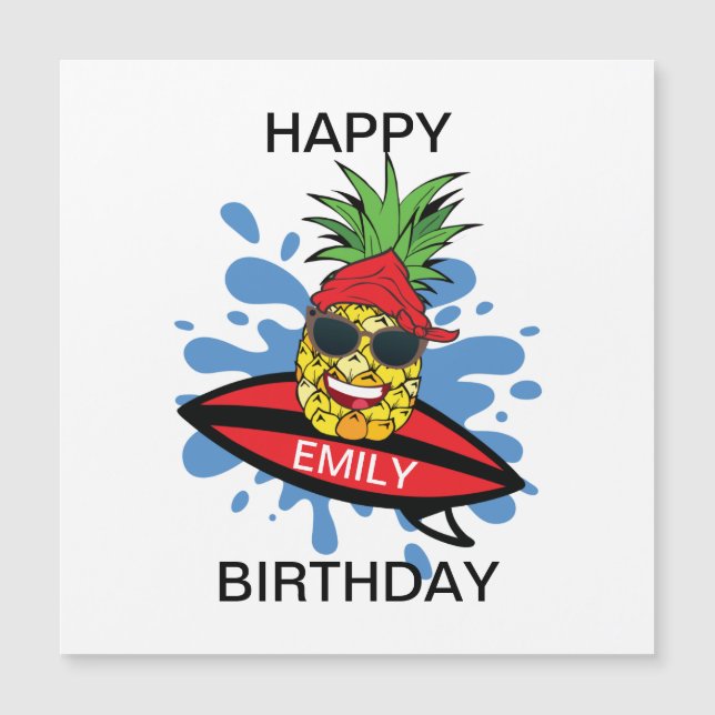 Funny Birthday Surfing Pineapple (Front)