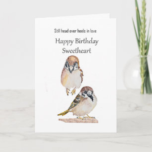 Funny Birthday Sweetheart Love Sparrow Bird Card