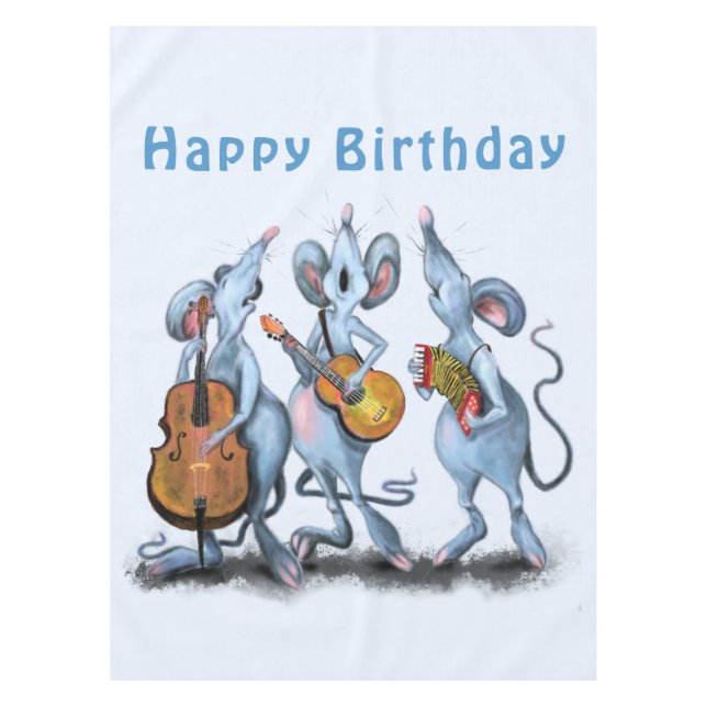 Funny Birthday Tablecloth Mouse Music Band (Front)