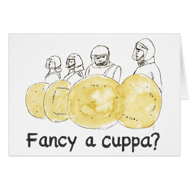 Funny Birthday Tea Slogan Biscuit Police drawing (Front Horizontal)