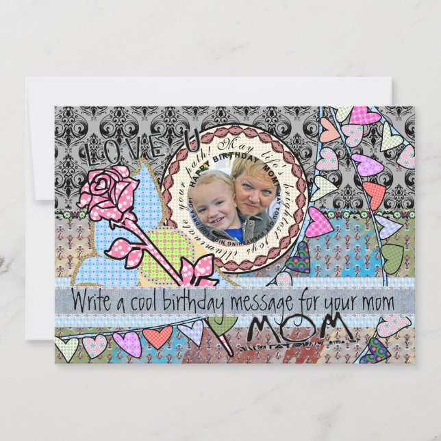 Funny birthday template photo card - mum (Front)