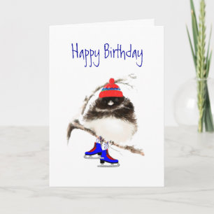 Funny Birthday to Skating Chick, Cute Sport Bird Card