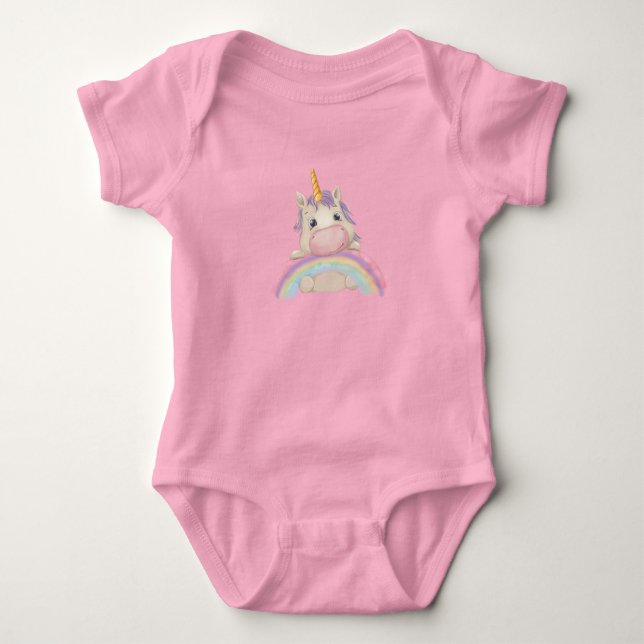 Funny Birthday Unicorn Baby Bodysuit (Front)