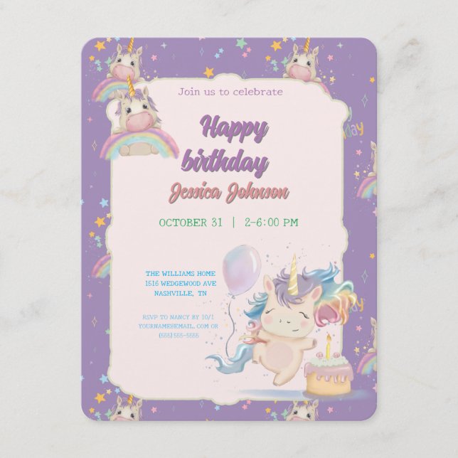 Funny Birthday Unicorn Enclosure Card (Front)