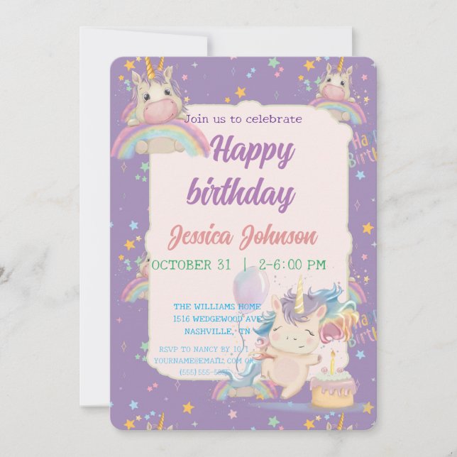 Funny Birthday Unicorn Invitation (Front)