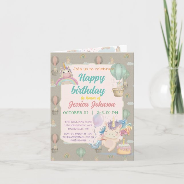 Funny Birthday Unicorn Invitation (Front)