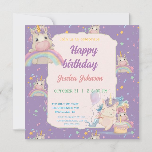 Funny Birthday Unicorn Save The Date (Front)