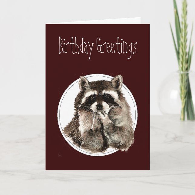 Funny, Birthday Who's over the Hill Cute Racoon Card (Front)