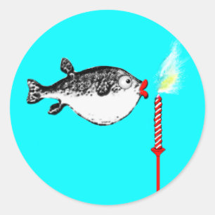 Funny Birthday Wish Fish Classic Round Sticker