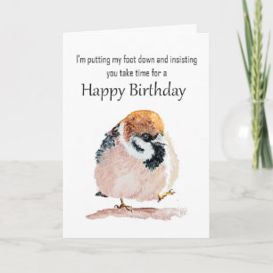 Funny Birthday Wishes Cute Little Sparrow Bird Card
