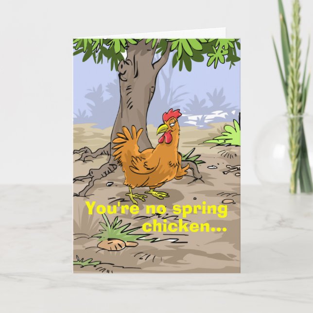 Funny Birthday Wishes - Spring Chicken Card (Front)